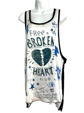 Happiness Free Broken Heart Club Graphic Tunic Tank Dress Italy OS